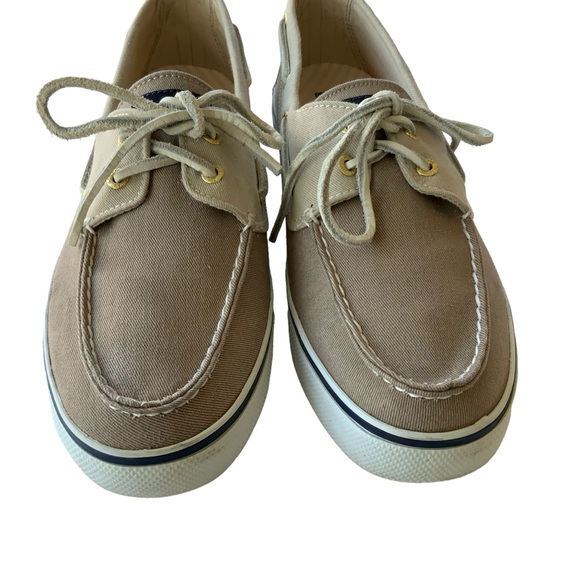 SPERRY TOP-SIDER Boat Shoes Sneakers Size 10 M Tan Beige Canvas Deck Shoes - Picture 5 of 7